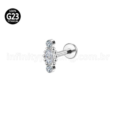 Piercing Labret Titânio Rosca Interna Detalhe Oval