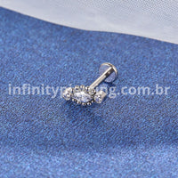 Piercing Labret Titânio Rosca Interna Detalhe Oval