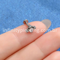 Piercing Labret Titânio Gota Zircônias Indiano