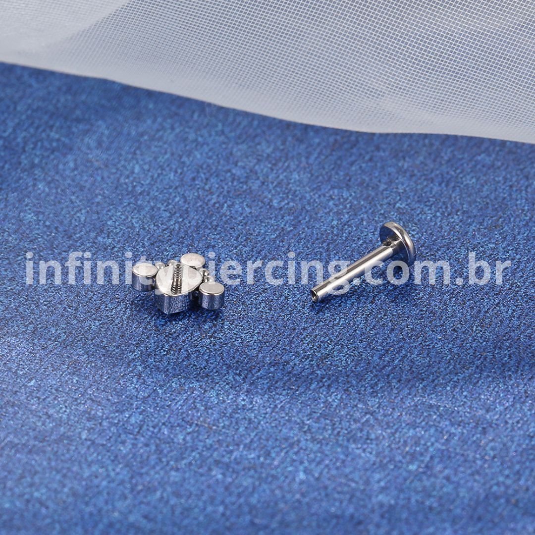 Piercing Labret Titânio Gota Zircônias Indiano