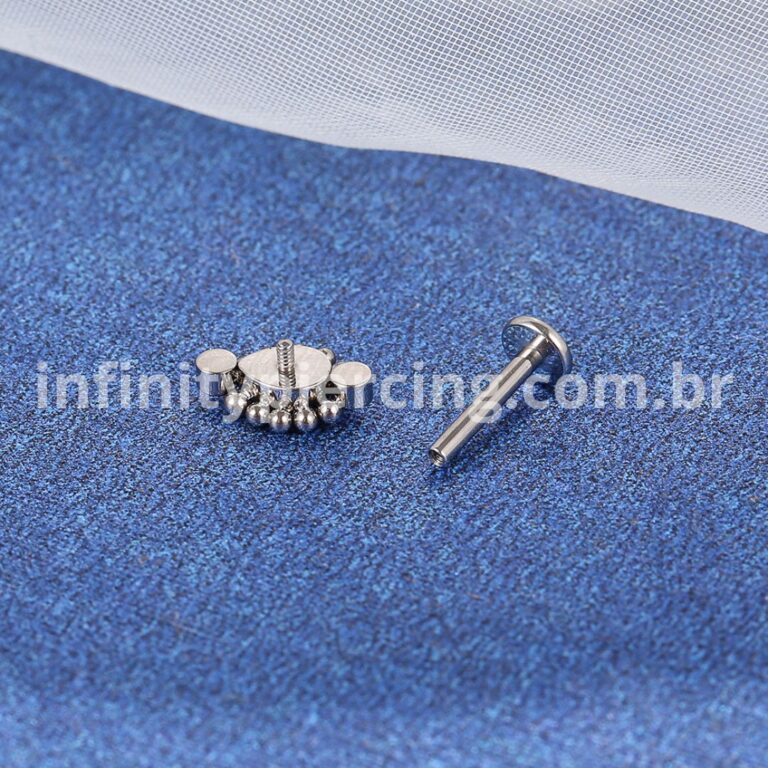 Piercing Labret Titânio Rosca Interna Indiano Gota Zircônia Cravejada