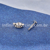 Piercing Labret Titânio Rosca Interna Indiano Gota Zircônia Cravejada