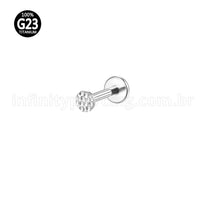 Piercing Labret Titânio Redondo Detalhado