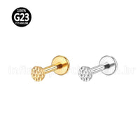 Piercing Labret Titânio Redondo Detalhado