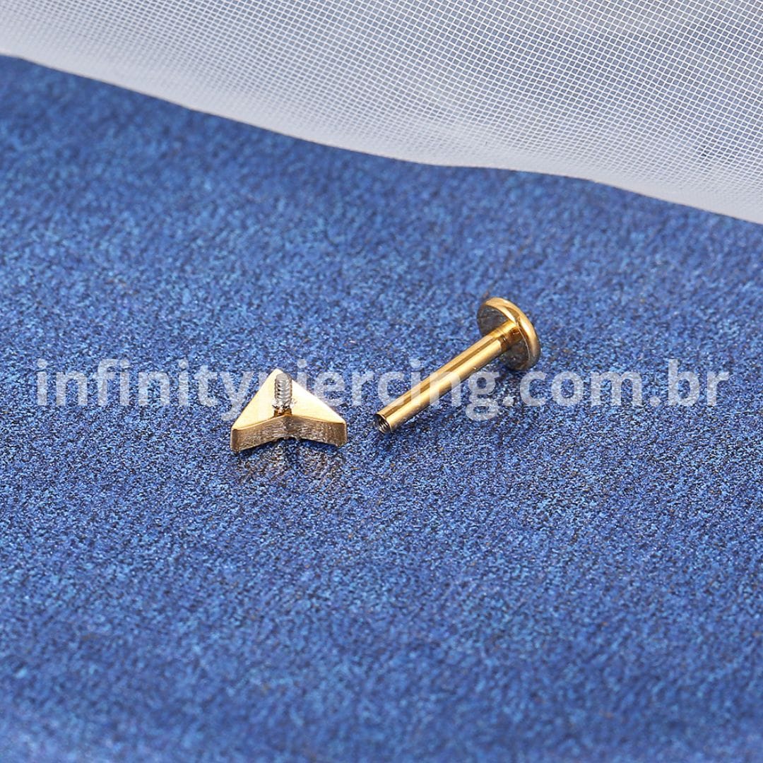 Piercing Labret Titânio Rosca Interna Seta Zircônia Cravejada