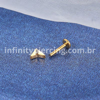 Piercing Labret Titânio Rosca Interna Seta Zircônia Cravejada