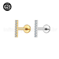 Piercing Labret Titânio Rosca Interna Barra Zircônia
