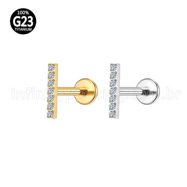 Piercing Labret Titânio Rosca Interna Barra Zircônia