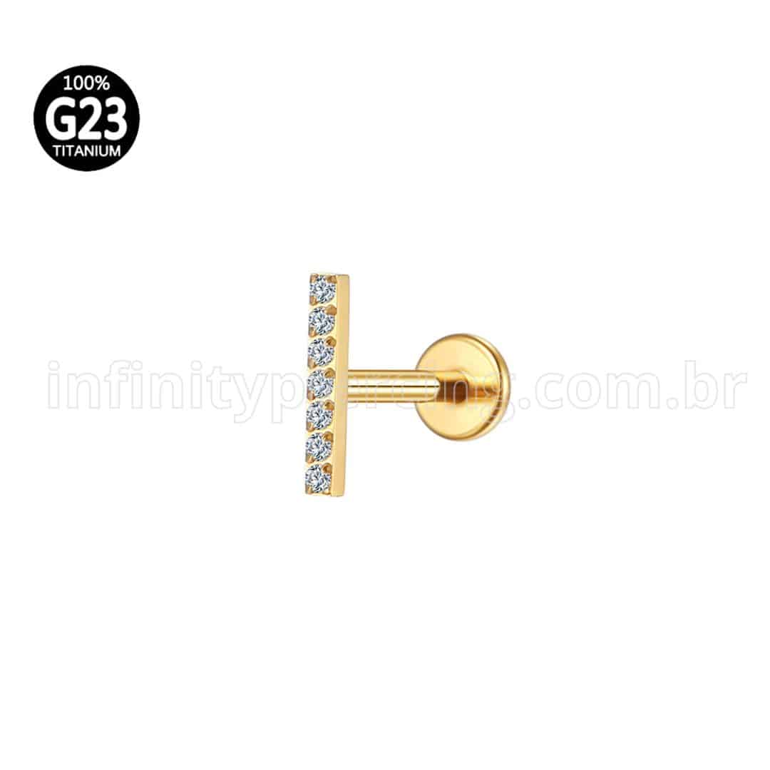 Piercing Labret Titânio Rosca Interna Barra Zircônia