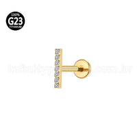 Piercing Labret Titânio Rosca Interna Barra Zircônia