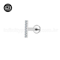 Piercing Labret Titânio Rosca Interna Barra Zircônia