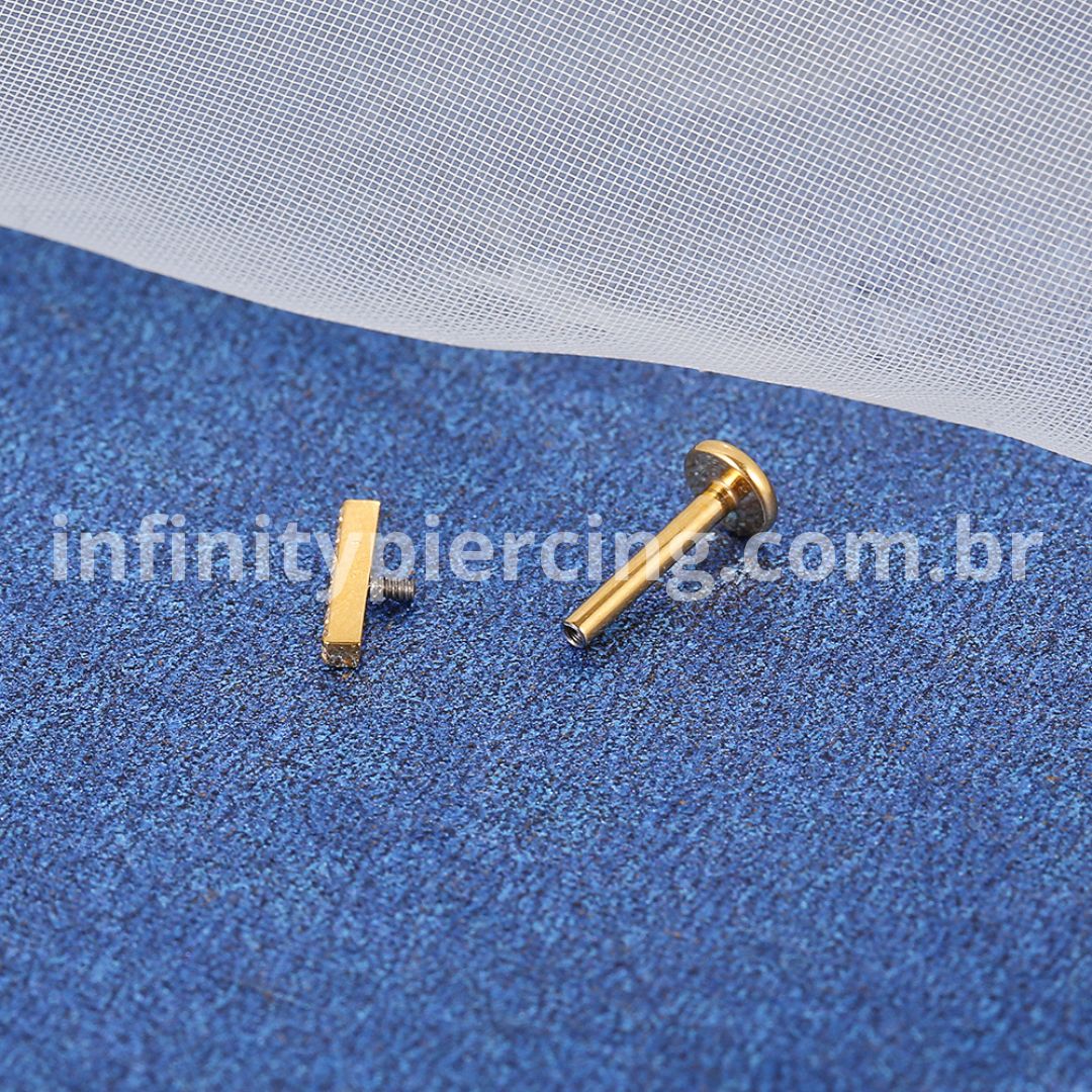 Piercing Labret Titânio Rosca Interna Barra Zircônia
