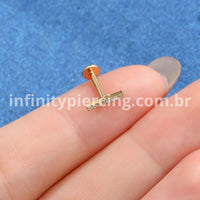 Piercing Labret Titânio Rosca Interna Barra Zircônia