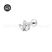 Piercing Labret Titânio Trio Zircônias