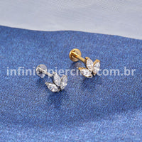 Piercing Labret Titânio Trio Zircônias