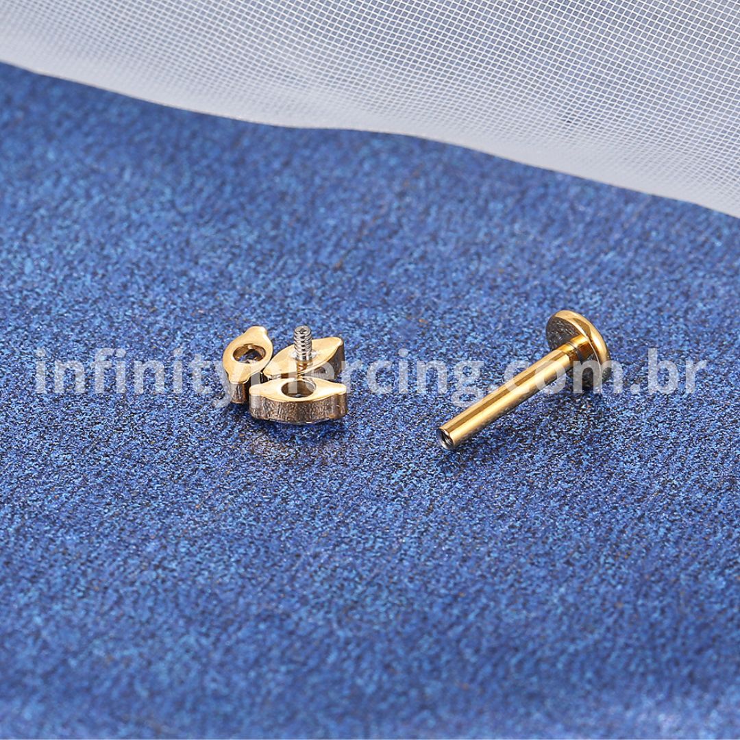 Piercing Labret Titânio Trio Zircônias