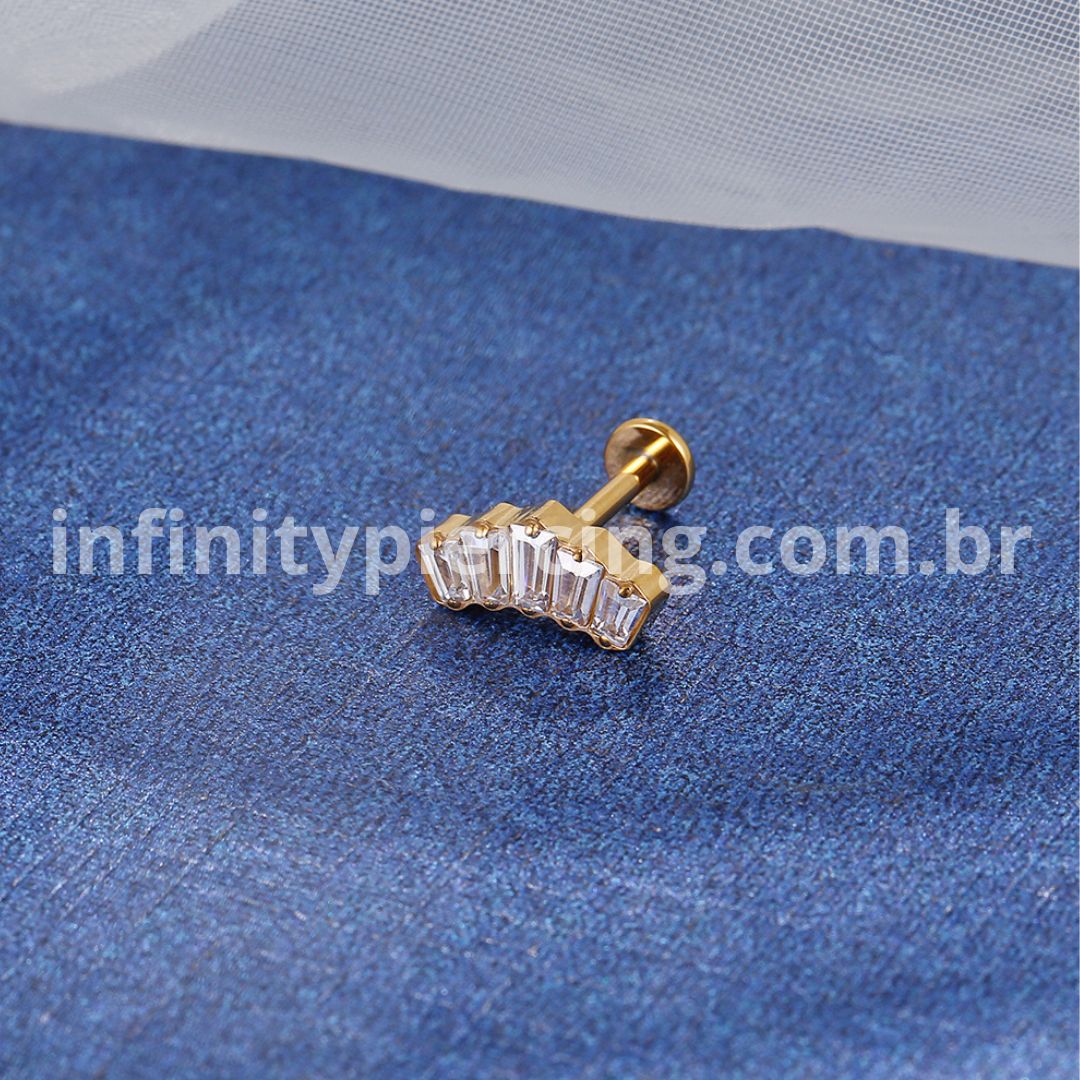 Piercing Labret Titânio Zircônias
