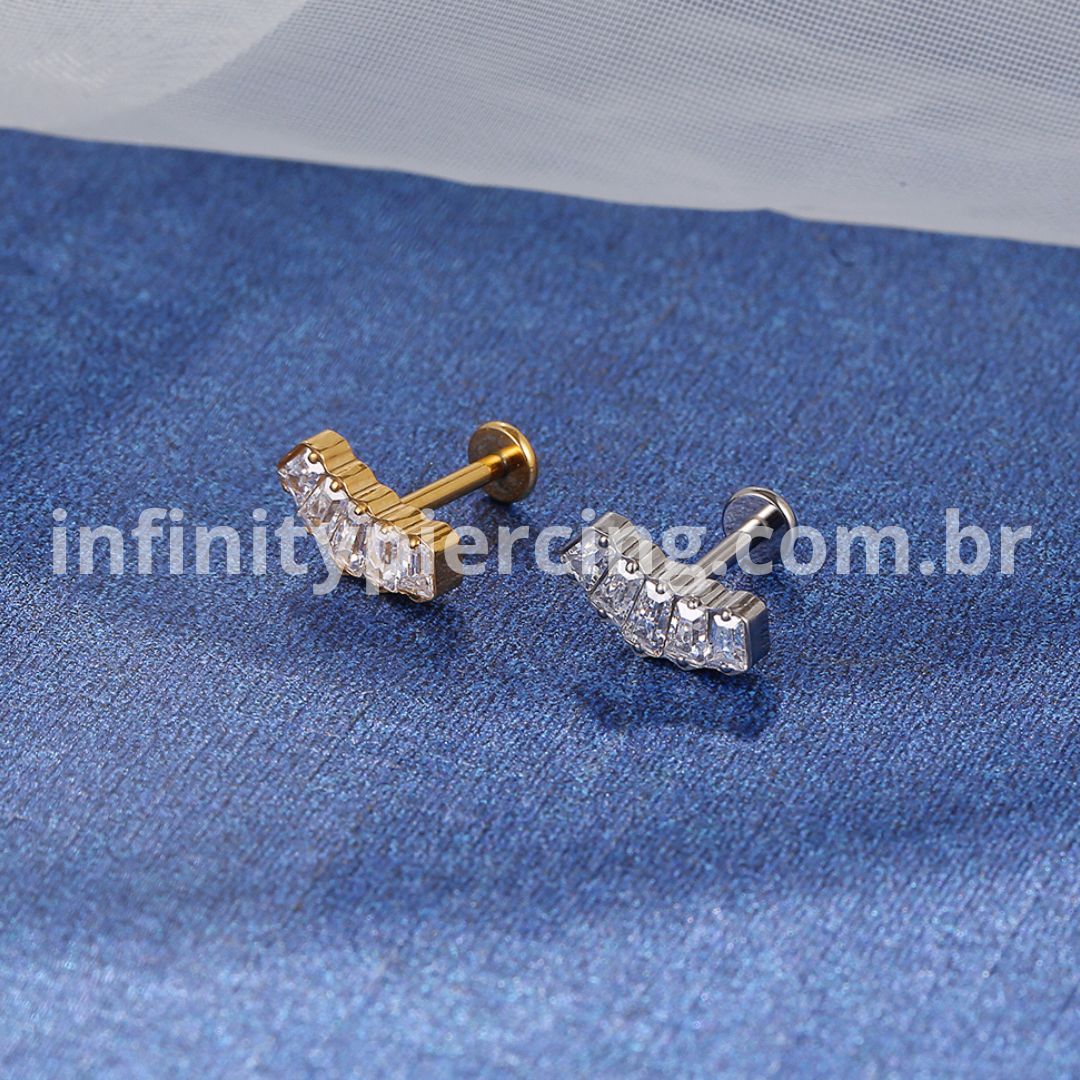 Piercing Labret Titânio Zircônias