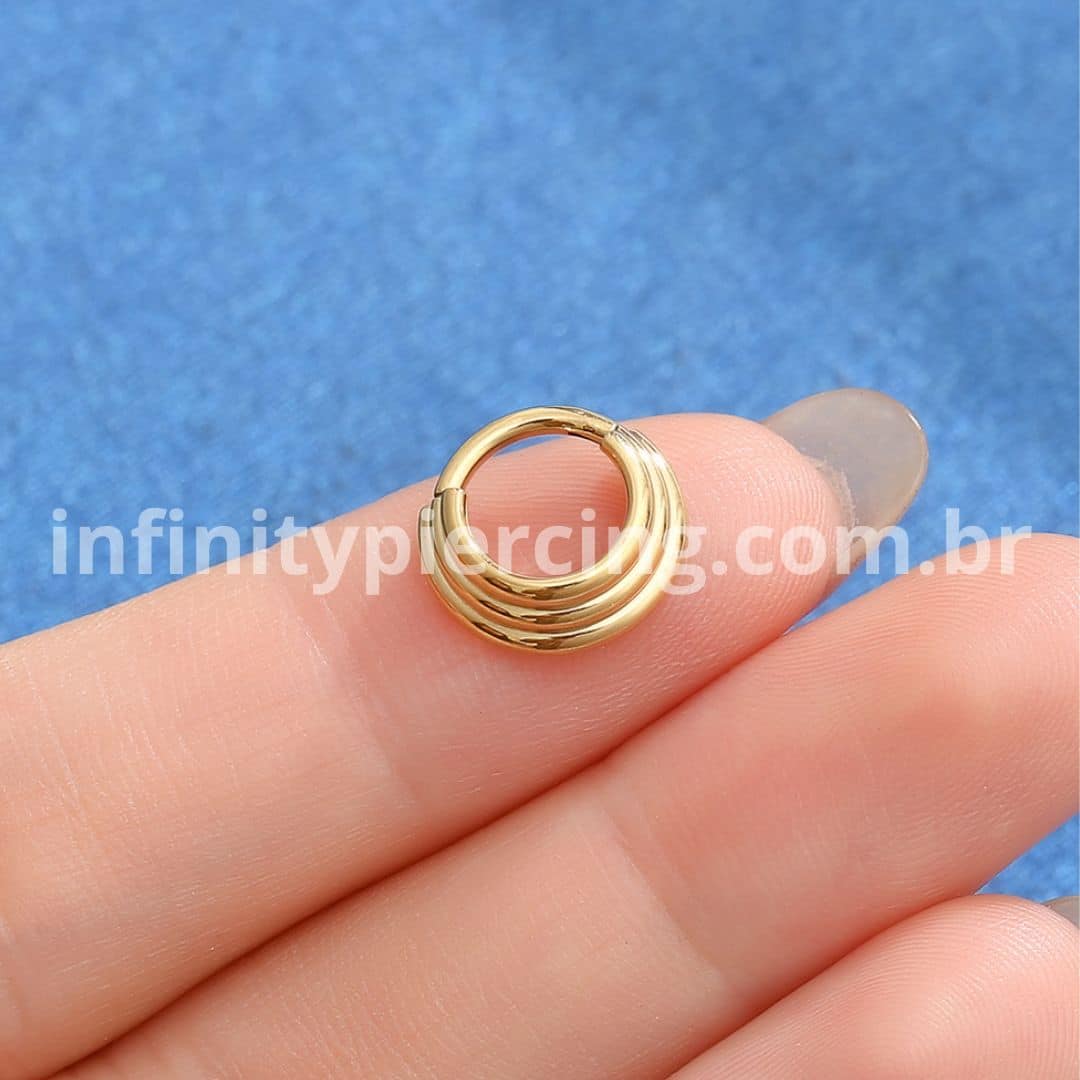 Piercing Argola Titânio Segmento Articulado 3 Fileiras