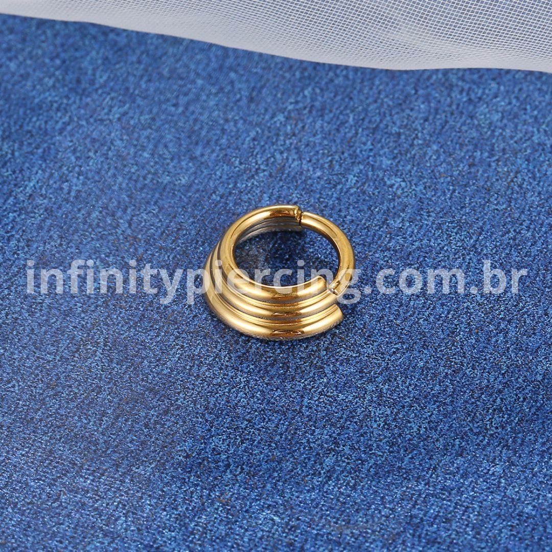 Piercing Argola Titânio Segmento Articulado 3 Fileiras