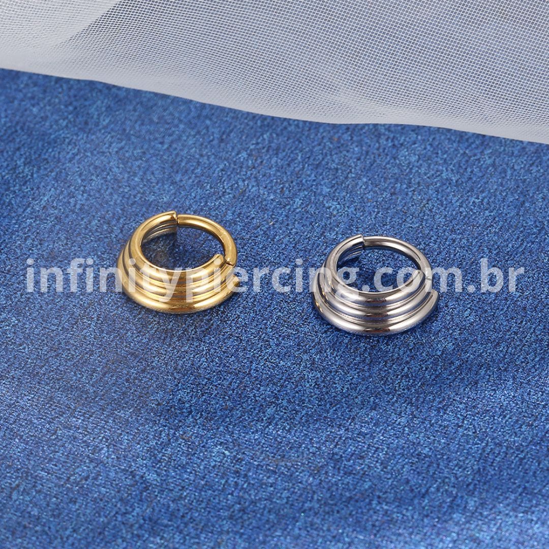 Piercing Argola Titânio Segmento Articulado 3 Fileiras