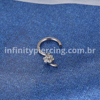 Piercing Argola Titânio Segmento Articulado Flor Zircônia Cravejada