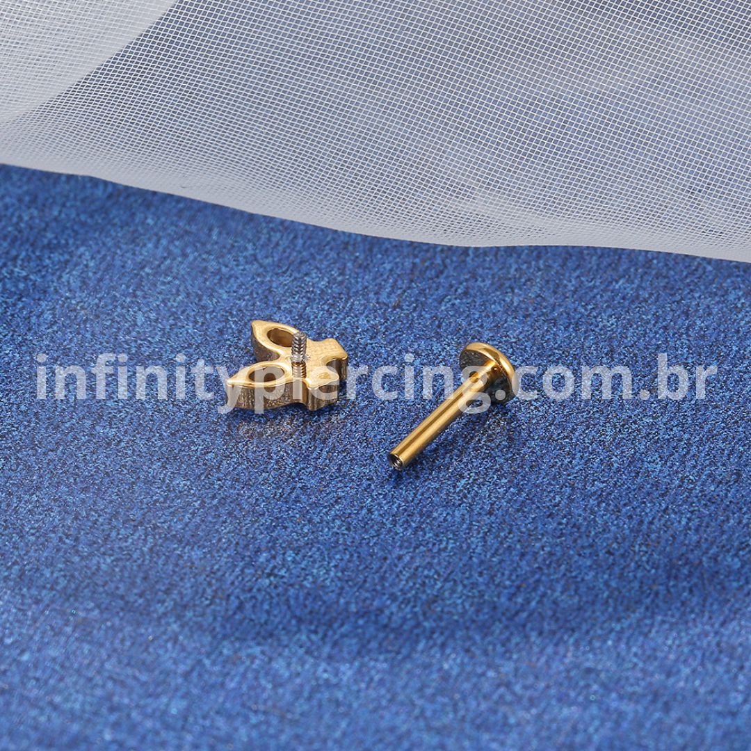 Piercing Labret Titânio Rosca Interna Borboleta