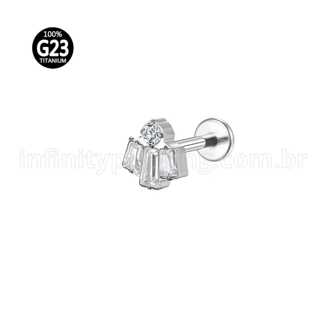 Piercing Labret Titânio Zircônias