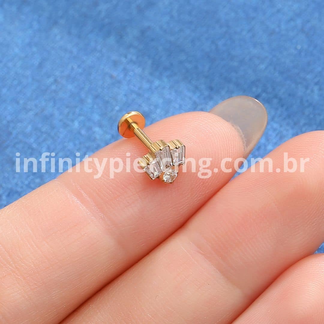 Piercing Labret Titânio Zircônias