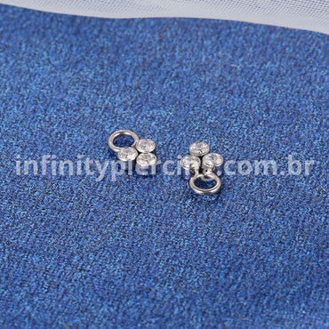 Pingente Para Piercing Titânio 3 Pedras Zircônia