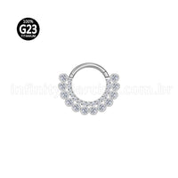 Piercing Argola Titânio Segmento Articulado 2 Linhas Zircônia Cravejada