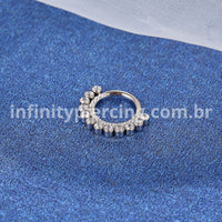 Piercing Argola Titânio Segmento Articulado 2 Linhas Zircônia Cravejada