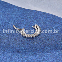 Piercing Argola Titânio Segmento Articulado 2 Linhas Zircônia Cravejada