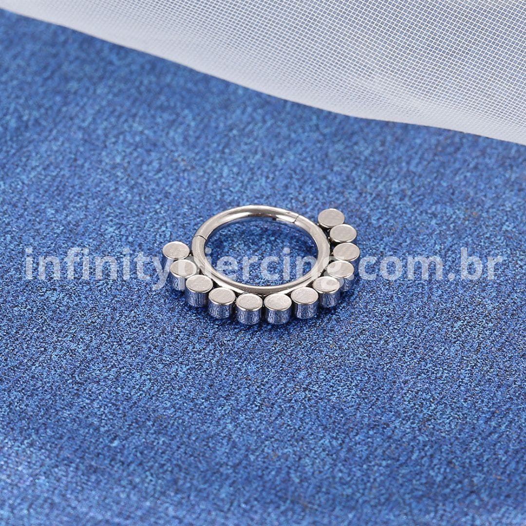 Piercing Argola Titânio Segmento Articulado 2 Linhas Zircônia Cravejada