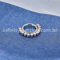 Piercing Argola Titânio Segmento Articulado 2 Linhas Zircônia Cravejada