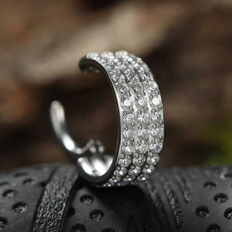 Piercing Argola Segmento Articulado Aço Cirurgico Zircônia 3 Fileiras