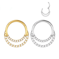 Piercing Argola Segmento Articulado Aço Cirúrgico Zircônia Cravejada Duplo