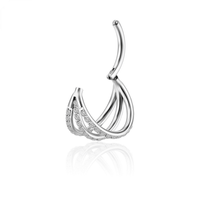 Piercing Argola Segmento Articulado Aço Cirurgico Zircôrnia 3 Fileiras Vazadas