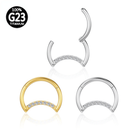 Piercing Titânio Segmento Articulado Lua Zircônia Cravejada