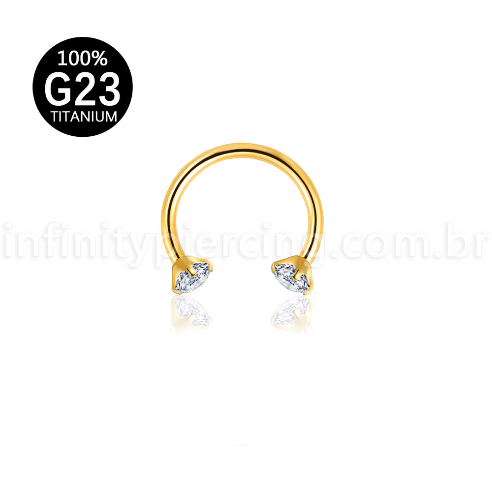 Piercing Ferradura Titânio Zircônia Redonda Cravejada