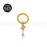 Piercing Argola Titânio Pingente Olho Com Zircônia Cravejada