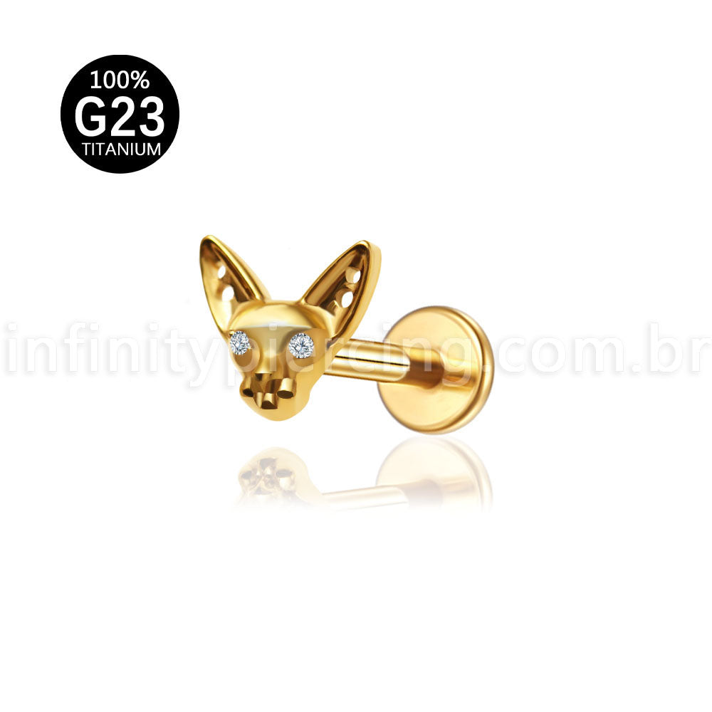 Piercing Labret Titânio Gato