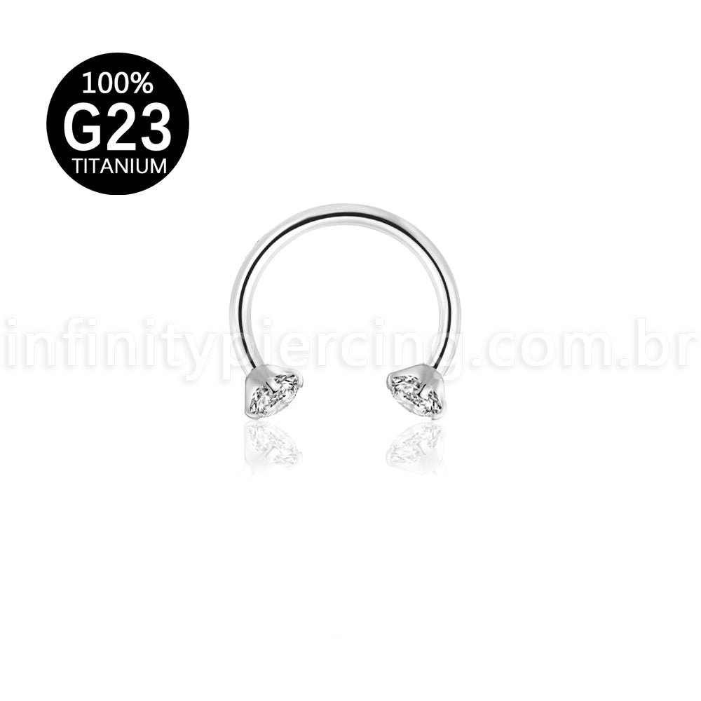Piercing Ferradura Titânio Zircônia Redonda Cravejada