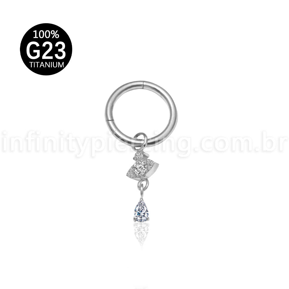 Piercing Argola Titânio Pingente Olho Com Zircônia Cravejada