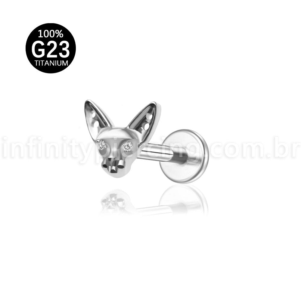 Piercing Labret Titânio Gato