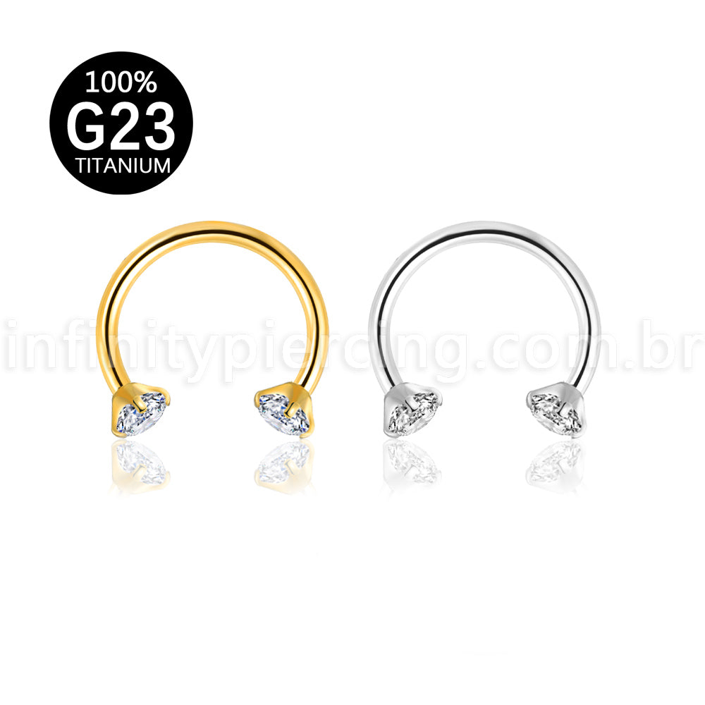 Piercing Ferradura Titânio Zircônia Redonda Cravejada