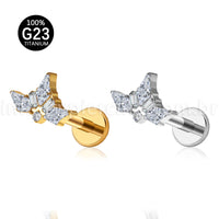 Piercing Labret Titânio Coroa Zircônia Cravejada