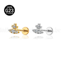 Piercing Labret Titânio Cruz Com Zircônia Cravejada