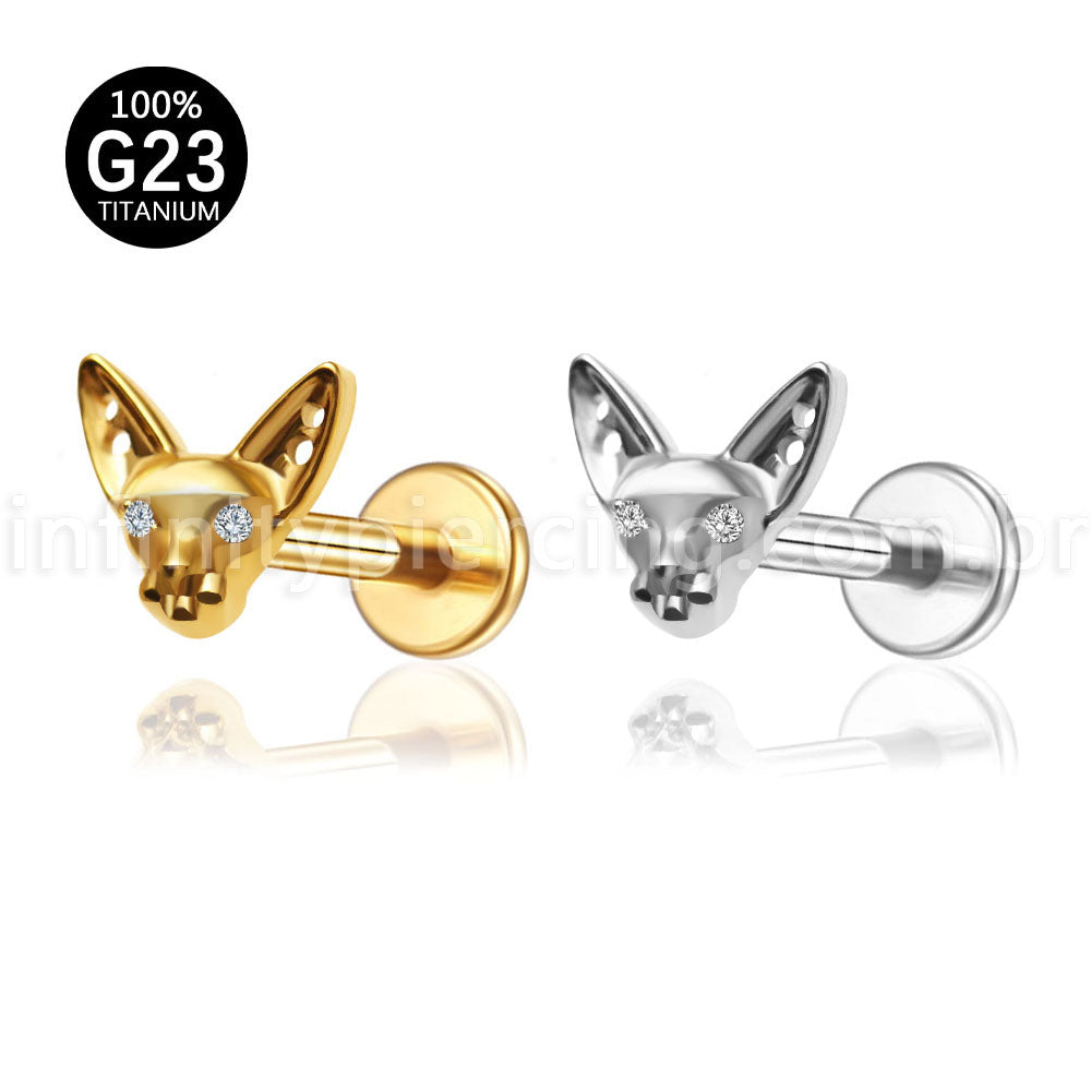 Piercing Labret Titânio Gato