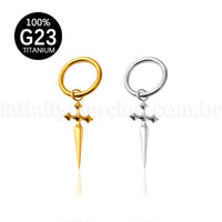 Piercing Argola Titânio Pingente Cruz